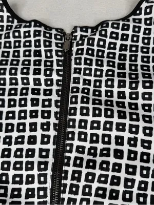 Reed Scuba Shift Dress L Black White Geometric Short Sleeve Career Mod thumbnail 5