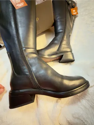 Franco Sarto NIB Giselle Wide Calf Flat Tall Boot Black Stretch Leather 6.5 M thumbnail 7