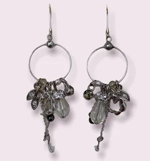 Adrian Buckley NIB England Jewellery Silver Multi-Charm Dangle Earrings thumbnail 2