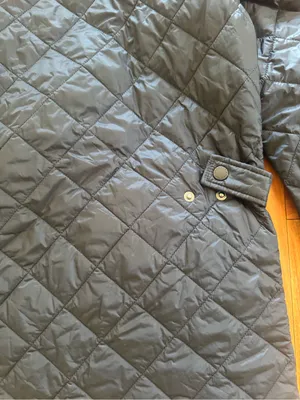 Barbour womens Quilted Jacket in Black with Red Lining Del Mar logo thumbnail 10