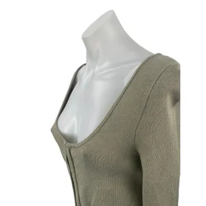 Abercrombie & Fitch Green Long Sleeve Rib Knit Scoop Full Zip Cardigan Sweater S thumbnail 2