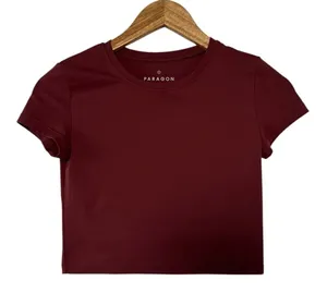 PARAGON Maroon Short-Sleeve Crewneck Crop Top EUC thumbnail 1