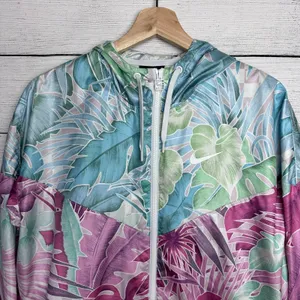 Nike Sportswear Women's‎ Sz Small Tropical Floral Windrunner Crop Hoodie Jacket thumbnail 3