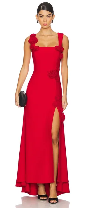 Elliatt Evanora Floral Gown in Red M thumbnail 1