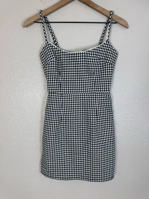 Urban Outfitters UO Black White Gingham Sleeveless Mini Dress size Medium $59 thumbnail 2