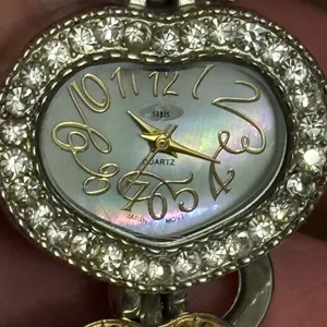 Vintage Sanis two tone heart shaped rhinestone watch thumbnail 6