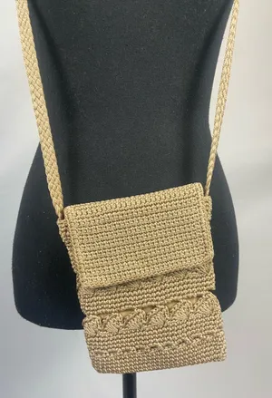 Handcrafted Woven Crossbody Bag in Beige thumbnail 1