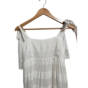 Zimmermann Women's Rosa striped midi Dress size‎ 3 tie shoulder cream cotton thumbnail 3