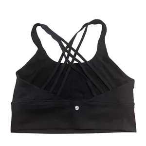 CRZ YOGA Sports Bra Womens XL Black Strappy Back Longline Activewear Crop Top thumbnail 4