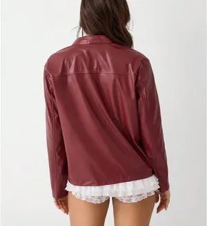 Red Leather Jacket Size XL thumbnail 2