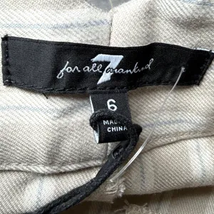 New 7 For All Mankind Womens Size 6 Beige Striped Wide Leg Trouser Pants Work thumbnail 4