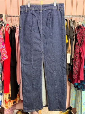 Zara Blue Denim Maxi Skirt High Rise Straight Column Long Jean Skirt. Size S thumbnail 6