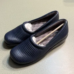 Softwalk Adora Navy Leather Slip On Comfort Clog Shoe with‎ snake embossing B42 thumbnail 8