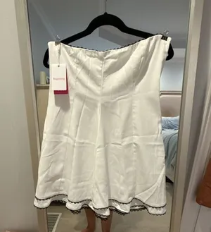 Beginning Boutique Scott White Mini Dress with Scallop Trim thumbnail 1