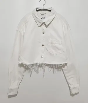 White ZARA Cropped Jean Jacket thumbnail 1