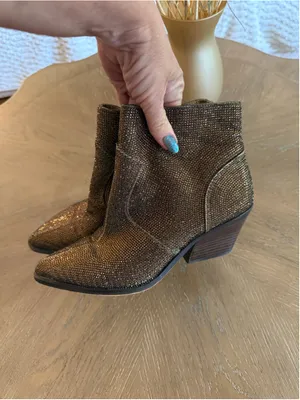 Women's Jessica Simpson Gold Rhinestone Ankle Boots size 7 thumbnail 4