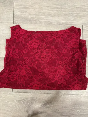 SheIn Red Sheer Red Lace Top thumbnail 2
