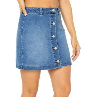 Buttoned Front Denim Skirt thumbnail 3