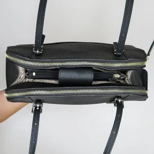 Guess Huntley Medium Cali Satchel In Black Faux Leather Alligator thumbnail 8
