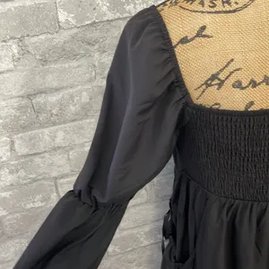 EXLURA Square Neck Black Mini Dress thumbnail 7