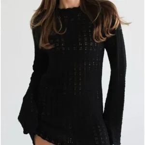 Anthropologie NWT Medium Rumored Black Beyond the Sea Fishnet Knit Mini Dress thumbnail 1
