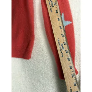 CYNTHIA ROWLEY 100% 2- PLY CASHMERE Sweater Coral Red Stars Embellished Sz‎ M thumbnail 8