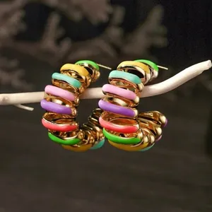 Colorful Bohemian Ethnic Style Studs Earrings For Women Fashion Jewelry Colorful thumbnail 2