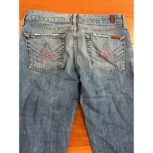 7 For All Mankind A Pocket Jeans Womens Blue Flare Low Rise U130J055U 31 thumbnail 4