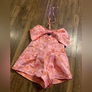 Buddy love satin floral large pow romper formal party glam $130 cocktail spring thumbnail 8