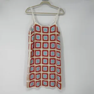 Willow & Wind Crochet‎ Granny Square Dress Boho Festival Mini Colorful NWT M thumbnail 2