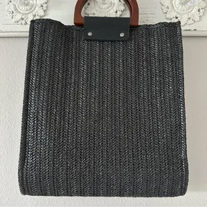 MW Most Wanted Black Straw Bag with Attachable Crossbody Strap thumbnail 2