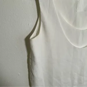 Vetiver Women's Sleeveless Blouse White Scoop Neck Faux Wrap Lined Boxy‎ thumbnail 4