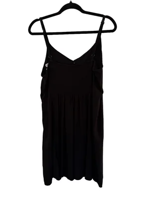 Gap Black Rayon Cami Mini Dress XL Button Front Shirred Back thumbnail 4