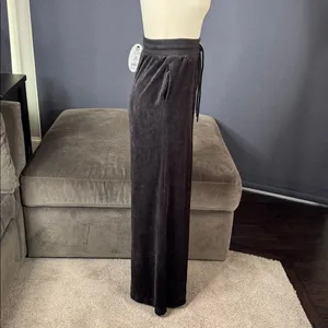 Women’s Scoop Black Wide Leg Velour Pants High Rise Drawstring Waist Size XS NWT thumbnail 3