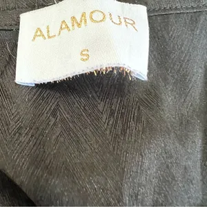 Alamour The Label Black Satin Halter Midi Slip Dress High Slit Size S thumbnail 5