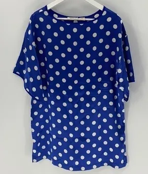 Victoria's Secret Polka Dot Sleep Shirt Womens Size S Blue Vintage Y2K Satin Top thumbnail 1