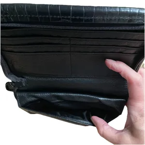 BRIGHTON Zip Around Glossy Black Croc‎ Leather Clutch Wallet thumbnail 11