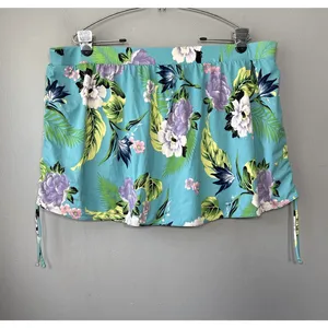 Cacique Swim Skirt Plus Size 24 Blue Floral Ruched Tankini Bottom Beach Summer thumbnail 5