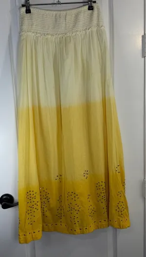 Alberto Makali Yellow Ombre Studded Cotton Maxi Skirt thumbnail 1