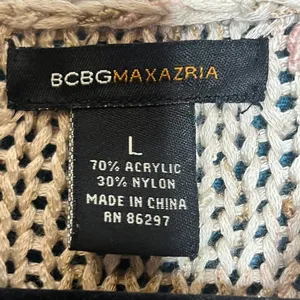 BCBGMaxAzria Vintage Cream Knit Cardigan Vintage Grandma Core Chunky Sweater L thumbnail 5