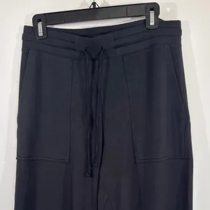 Quince Black Wide Leg Crop Pants Women Medium Drawstring Culottes Gorpcore Cozy thumbnail 3