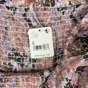 Free People Blouse Womens Small Off Shoulder Puff Sleeve Cropped Floral thumbnail 7