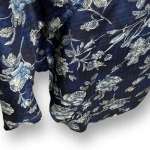 Vintage California Dynasty Blue Floral Caftan‎ Dress Boho Midi Resort Lounge thumbnail 5