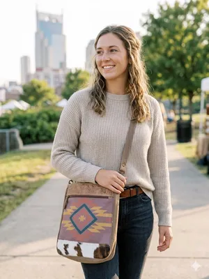 NWOT Trailblazer Aztec + Cowhide Shoulder Bag Brown thumbnail 2