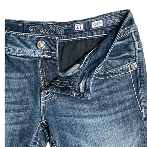 Miss Me Y2K Skinny Embellished Medium Wash Saddle Stitch Low Rise Jeans‎ Size 27 thumbnail 5