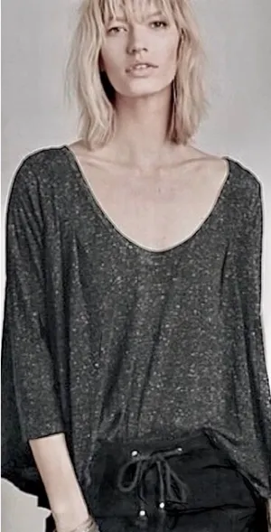 Free People We the Free NWOT Tambourine Scoop Neck Marled Gray Tee Shirt, XS thumbnail 1