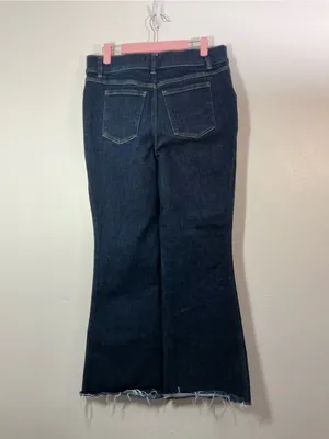 SPANX Dark Blue Flare Jeans with Frayed Hem Size Large thumbnail 2