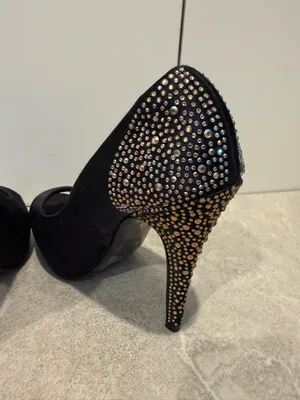 Steve Madden Black Satin Peep-Toe Platform Pumps thumbnail 4