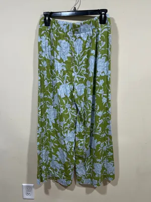 Maeve by Anthropologie London Green Blue Floral Wide Leg Pants size XS EUC thumbnail 7