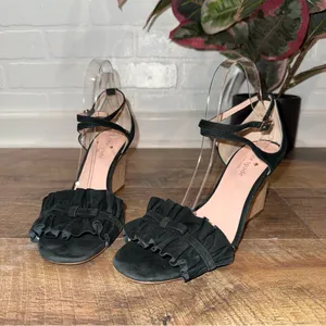 Kate Spade Black and Tan Cork Wedge Sandals thumbnail 4